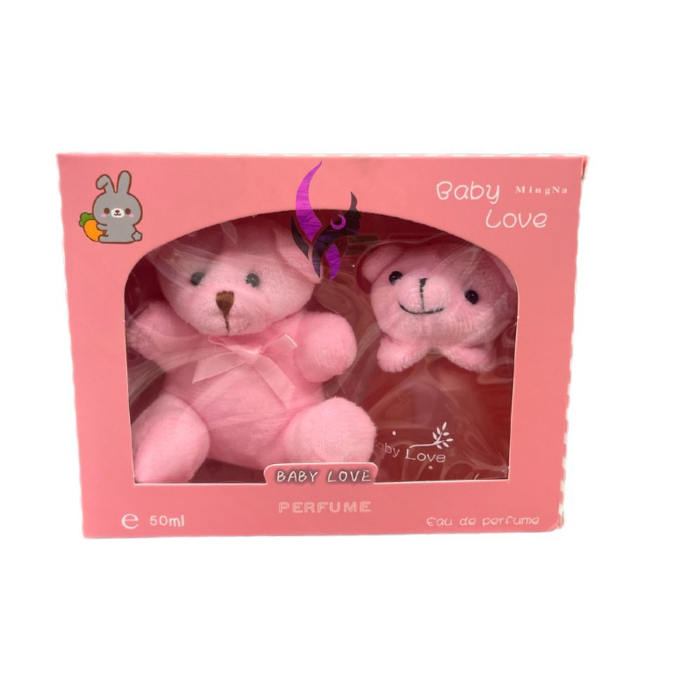 msg777000-97 (1) ست ادکلن و عروسک کودک بیبی لاو مدل خرس صورتی - Image 1